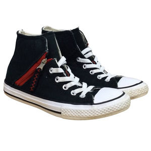 Converse All Star Chuck Taylor Kids Side Zip Fabric High Top Junior Size 3